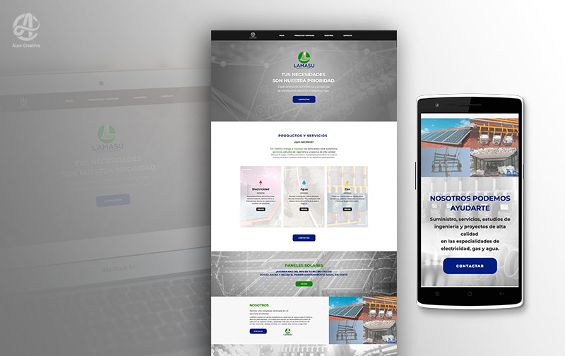 Imagen de sitio web diseñado para empresa Lamasu